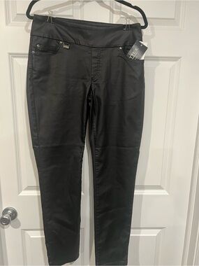 LISETTE Black Faux-Leather look /coated Skinny Pants